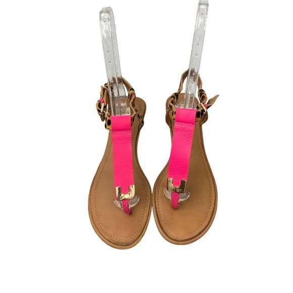 Diane Von Furstenberg flat strappy sandals size 10 bright pink - Picture 2 of 8